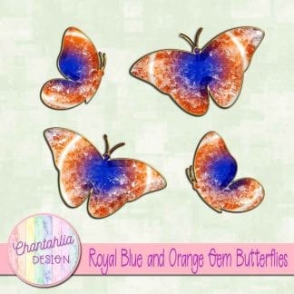 Free butterflies in a blue and orange gem style