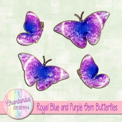 Free butterflies in a blue and purple gem style