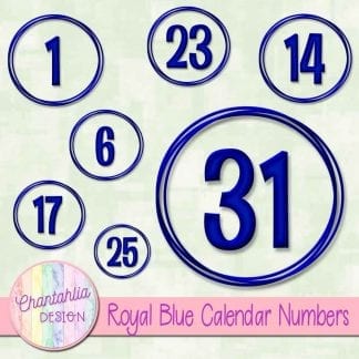 royal blue calendar numbers design elements