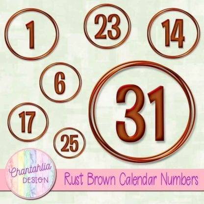 rust brown calendar numbers design elements