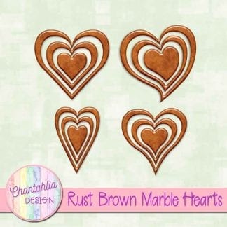 free rust brown marble hearts scrapbook elements