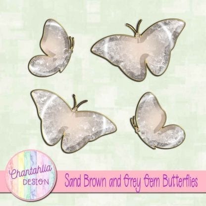 Free butterflies in a brown and grey gem style