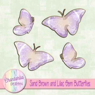 Free butterflies in a brown and lilac gem style