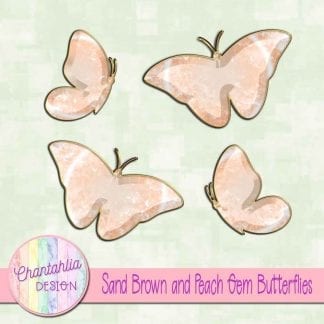 Free butterflies in a brown and peach gem style