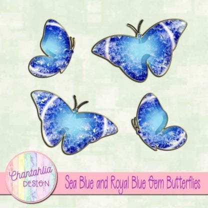 Free butterflies in a blue gem style