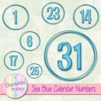 sea blue calendar numbers design elements