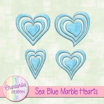 free sea blue marble hearts scrapbook elements