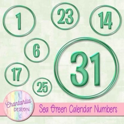 sea green calendar numbers design elements