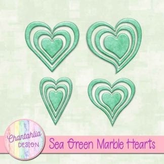 free sea green marble hearts scrapbook elements