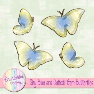 Free butterflies in a blue and yellow gem style
