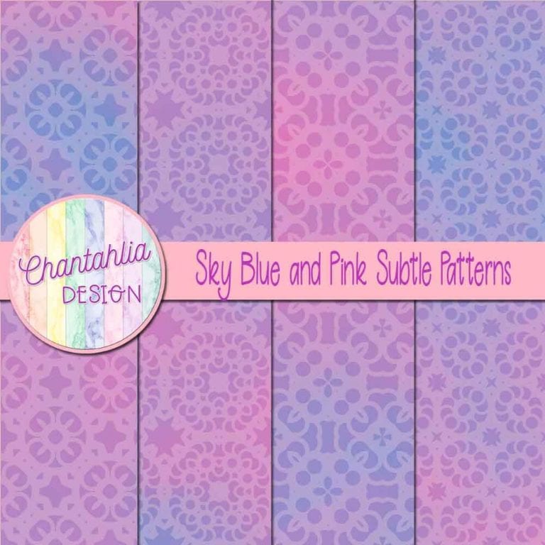 Free Sky Blue and Pink Digital Papers with Subtle Patterns