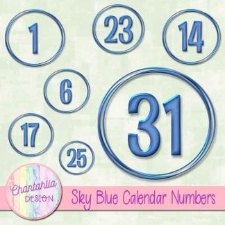 sky blue calendar numbers design elements