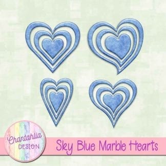 free sky blue marble hearts scrapbook elements