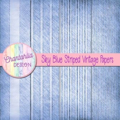 free sky blue striped vintage papers