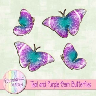 Free butterflies in a teal and purple gem style
