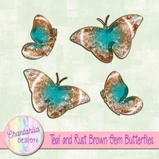 Free butterflies in a teal and brown gem style
