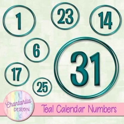 teal calendar numbers design elements