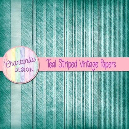 free teal striped vintage papers