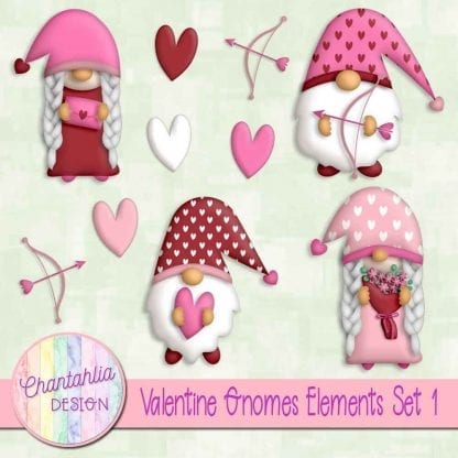 valentine gnomes design elements