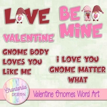 valentine gnomes word art