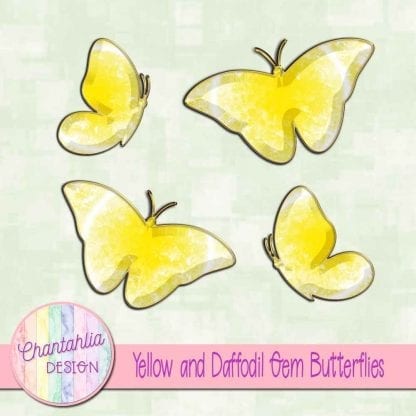 Free butterflies in a yellow gem style