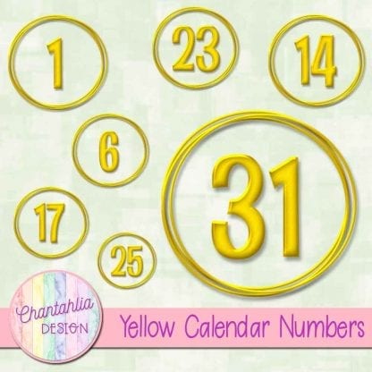 yellow calendar numbers design elements