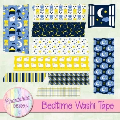 Free digital washi tape in a Bedtime theme