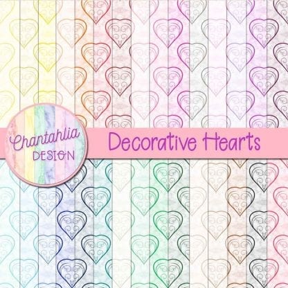 decorative hearts digital papers