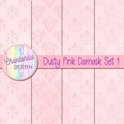 free dusty pink damask digital papers