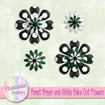 forest green and white polka dot flowers