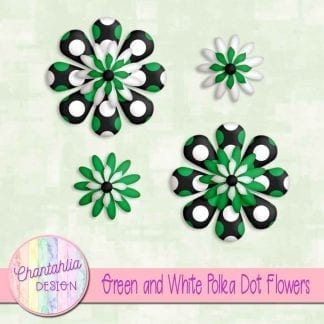 green and white polka dot flowers