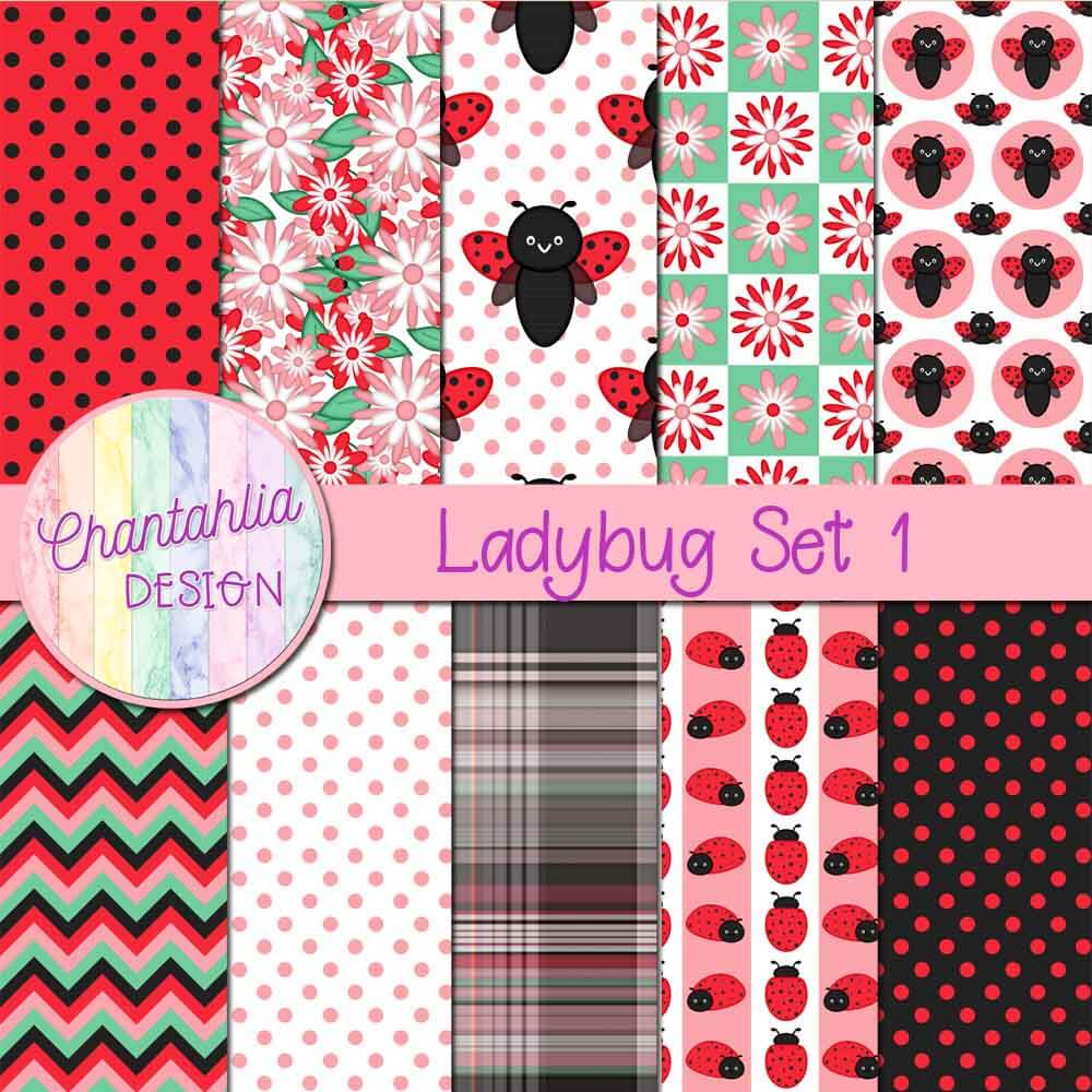 digital papers with ladybug designs