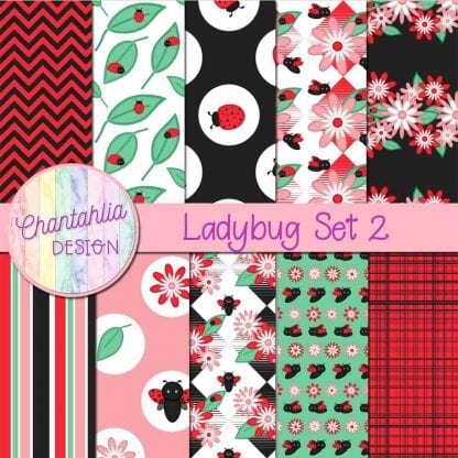 digital papers with ladybug designs