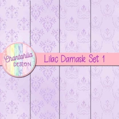 lilac damask digital papers