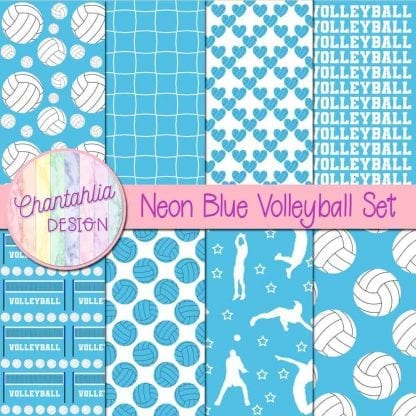 free blue volleyball digital papers
