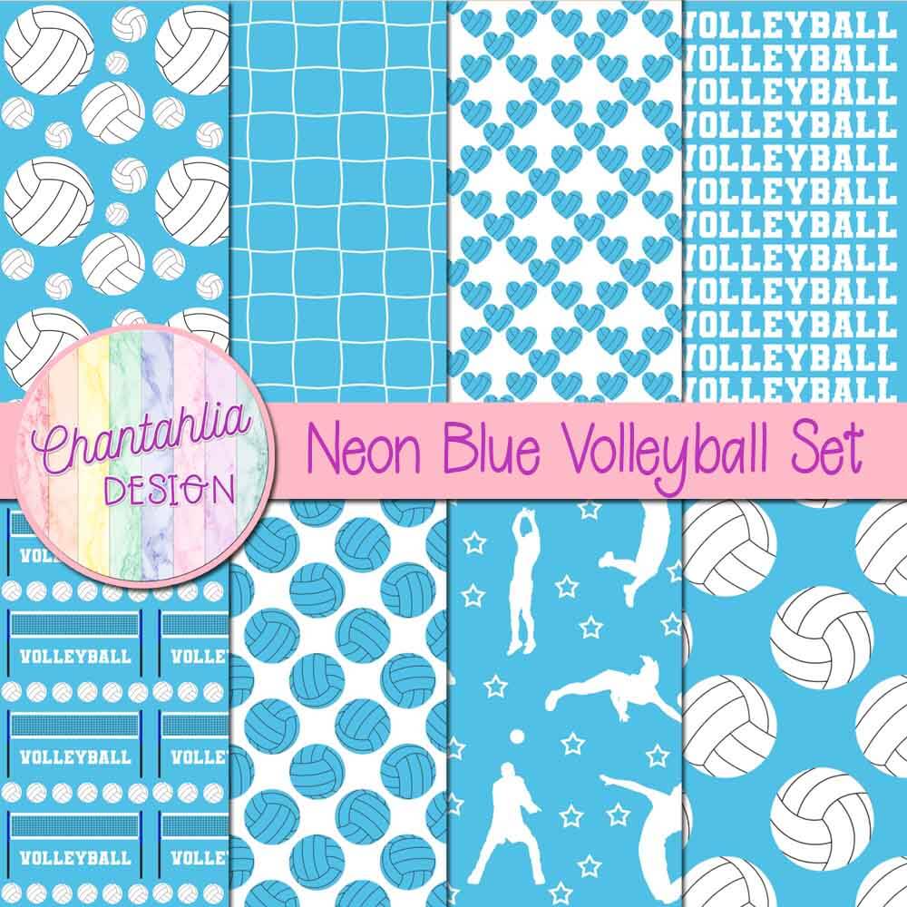 free blue volleyball digital papers