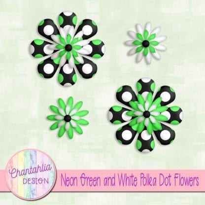 neon green and white polka dot flowers