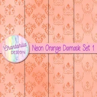 neon orange damask digital papers