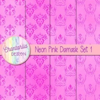neon pink damask digital papers