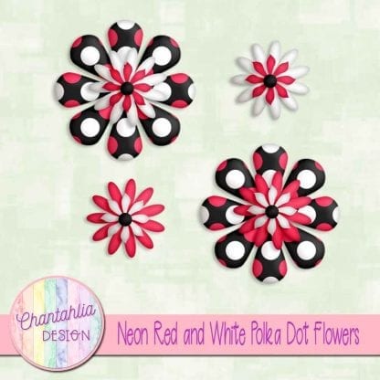 neon red and white polka dot flowers