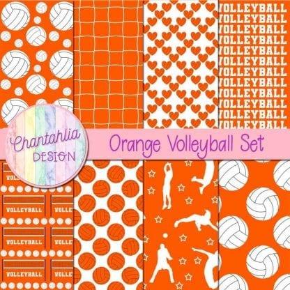 free orange volleyball digital papers