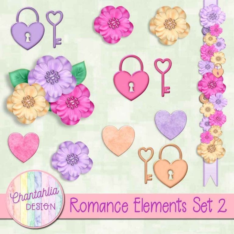 Free Romance Design Elements for Digital Scrapbooking and Digital Crafts