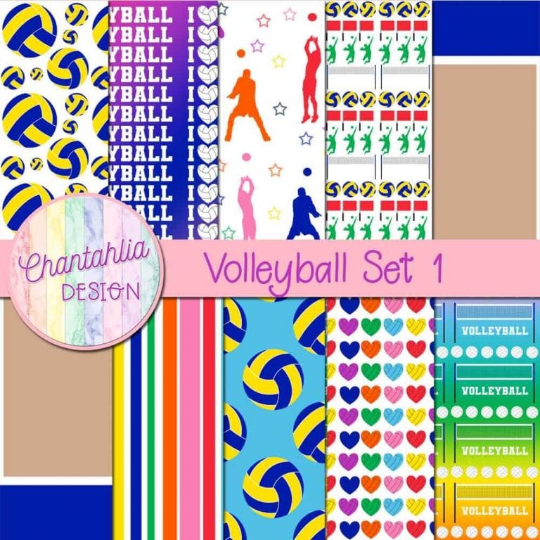Free Volleyball Digital Papers for Digital Scrapbooking & Crafts