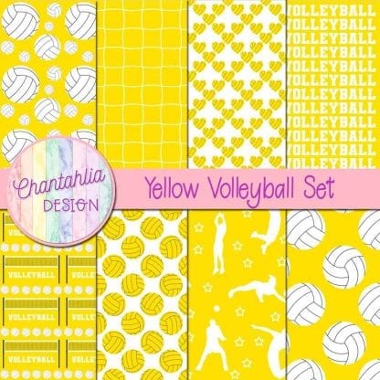 free volleyball digital papers in yellow