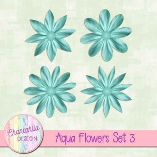 free aqua flowers design elements