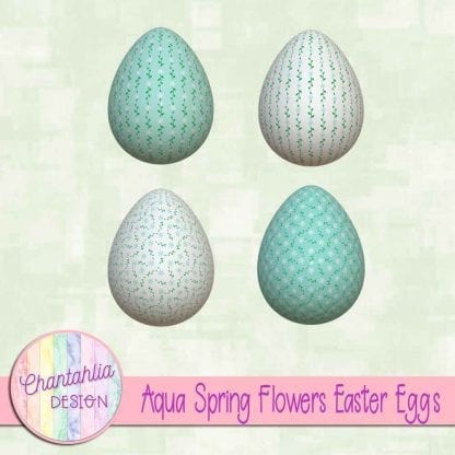 Free Easter egg design elements featuring aqua spring flowers