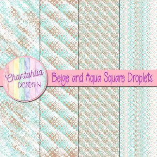Free beige and aqua square droplets digital papers
