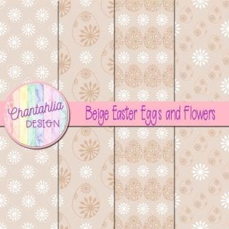 Free beige digital papers featuring flowers in Easter eggs