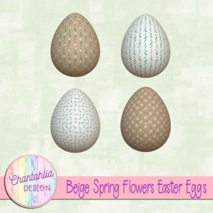 Free Easter egg design elements featuring beige spring flowers