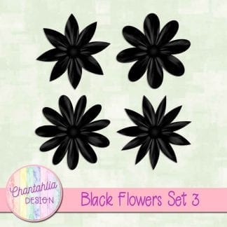 Free black flowers design elements with intant download